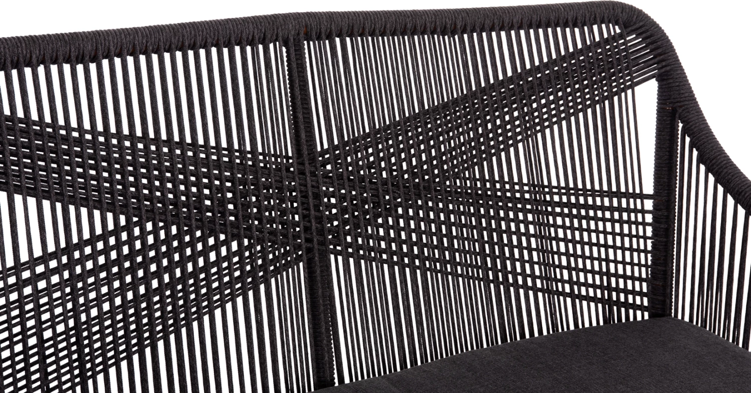 Divan i jashtëm dy vendësh MYRTIA, alumin kafe, litar p.e. antracit, 123x61x90cm