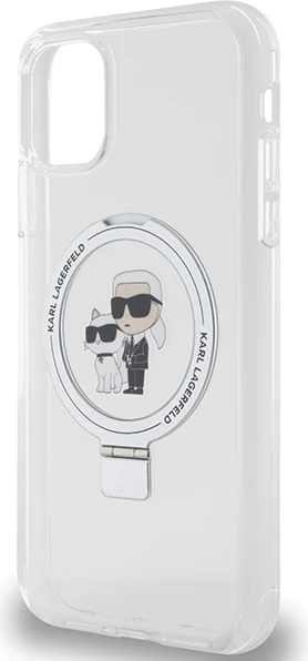 Mbështjellës Karl Lagerfeld KLHMN61HMRSKCH për iPhone 11/XR 6.1", me unazë Ring Stand, MagSafe, Bardhë