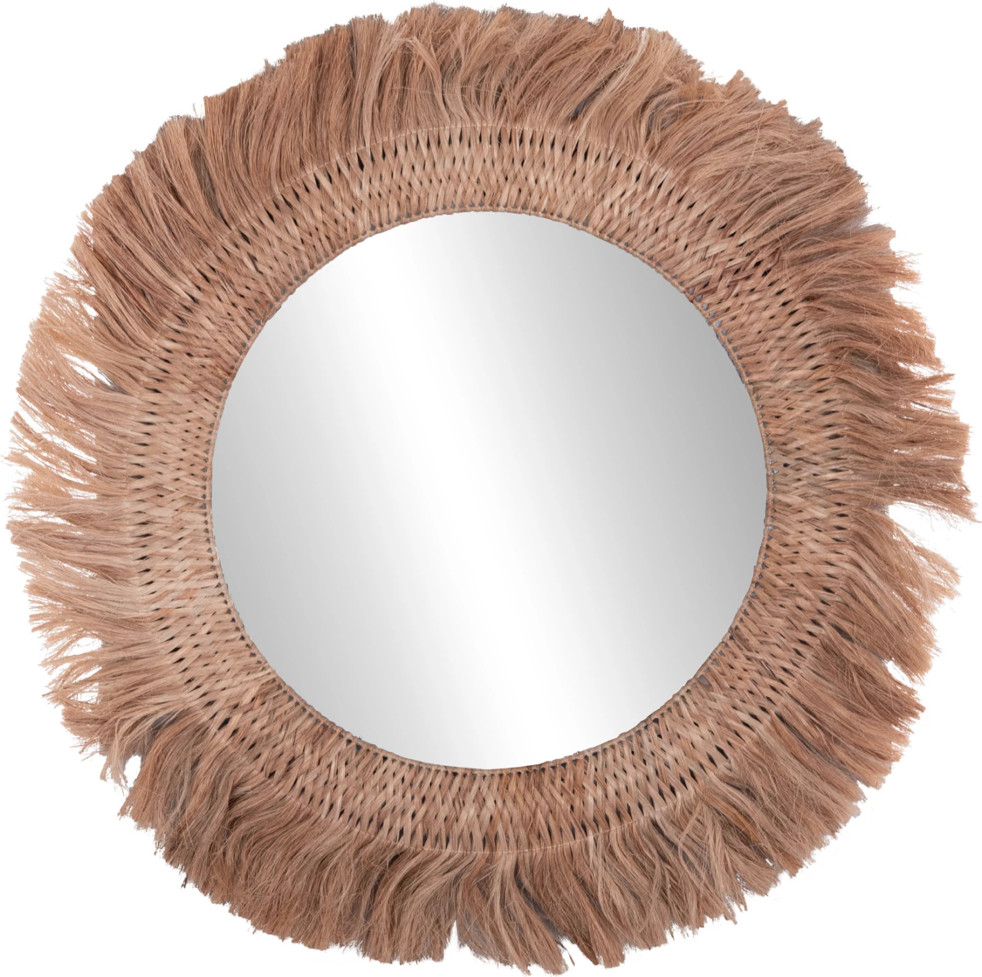 Pasqyrë muri rrethore me fibra abaka, ngjyrë natyrale, 120x4x120cm, FH7747