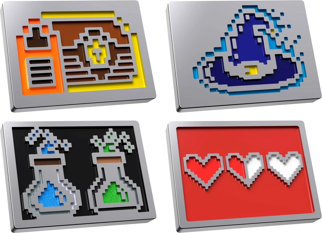 Set badge magnetik HyperX 8 Bit Series për tastierë, metal, 4 copë, mix