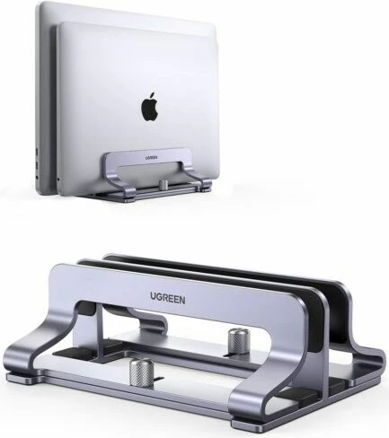Mbajtëse vertikale për laptop e tablet UGREEN LP258, alumin, për 2 pajisje, argjendtë