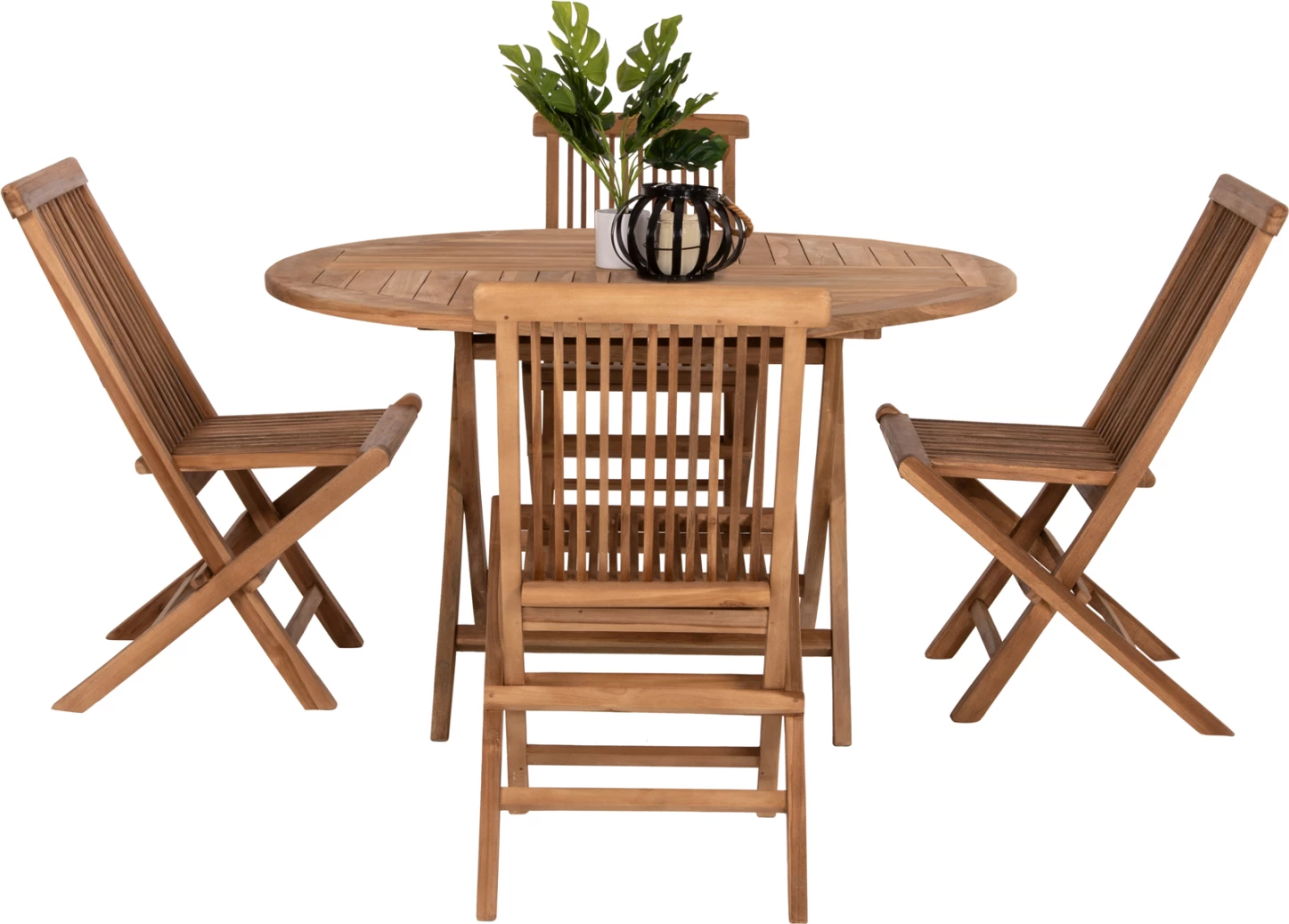 Tavolinë me karrige për terasë, 5 copë, Kendall, dru teak, ngjyrë natyrale