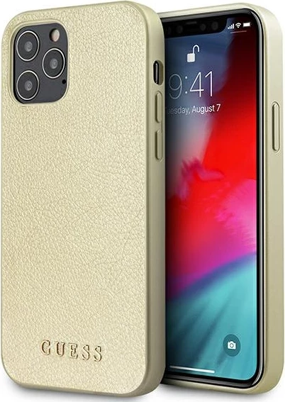 Mbështjellës Guess GUHCP12LIGLGO për iPhone 12 Pro Max, hardcase, gold