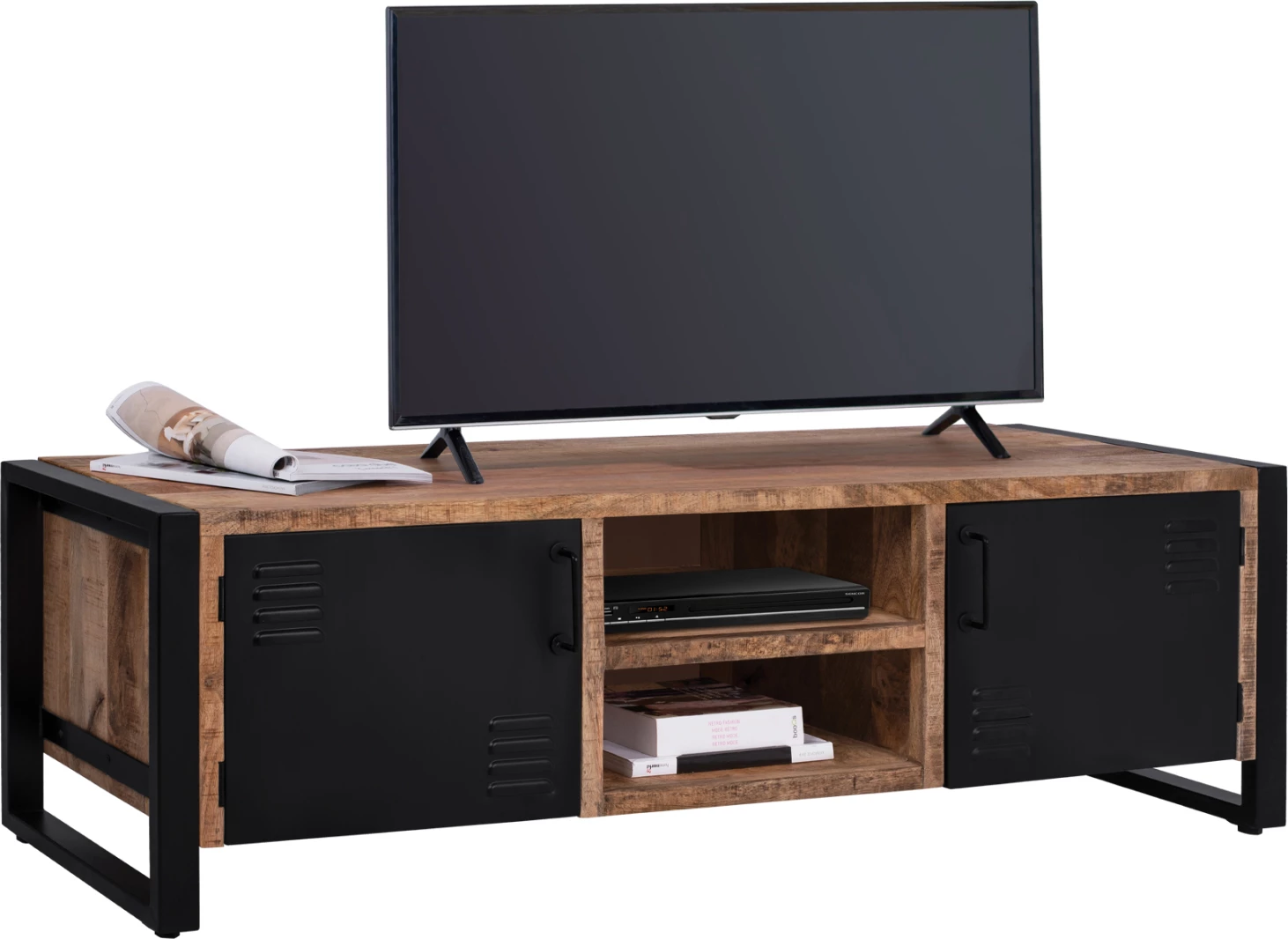 Komodë TV prej druri mango, këmbë metalike, natyrale, FH8189.11, 160x45.5x51 cm