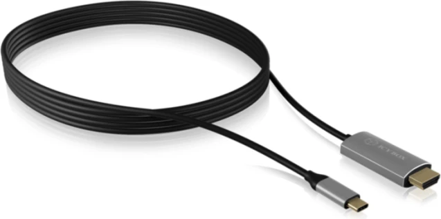 kabllo USB-C në HDMI ICYBOX IB-CB020-C 4K@60Hz 1.8 m, e zezë/argjendtë (1 copë)