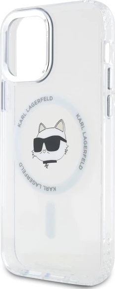 Mbështjellës Karl Lagerfeld IML Metal Choupette Head MagSafe për iPhone 12/12 Pro, Bardhë