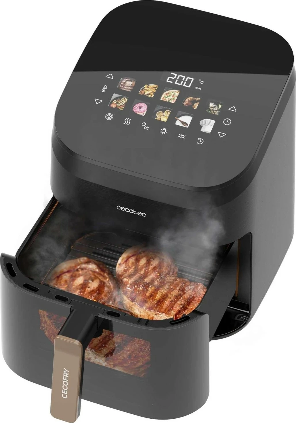 Fryer dhe grill Cecotec Cecofry&Grill Smokin' 6500, 6L, 2200W, e zezë