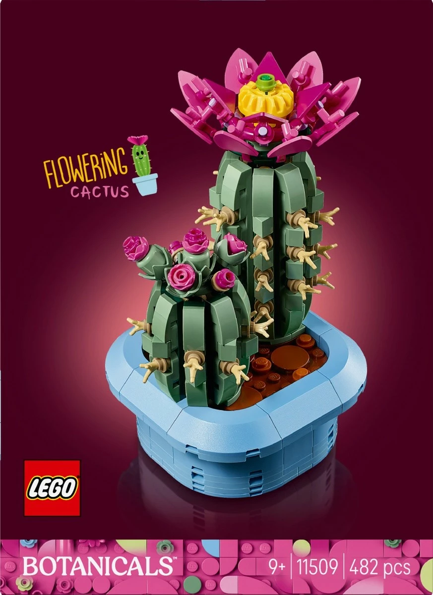 Set kockash LEGO Botanicals Blooming Cactus 11509, 482 copë, 9+, kaltër pastel