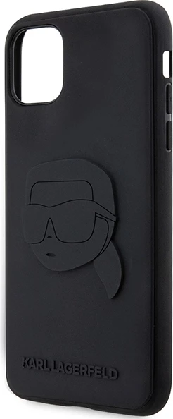 Mbështjellës Karl Lagerfeld KLHCN613DRKNK për iPhone 11/XR 6.1", hardcase, Rubber Karl Head 3D, zi