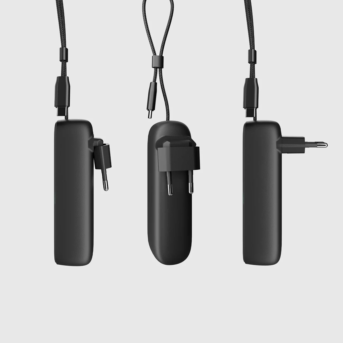 Power bank SBS Hybrid PD 20W 5000mAh me kabllo të integruar USB-C dhe prizë të palosshme, e zezë