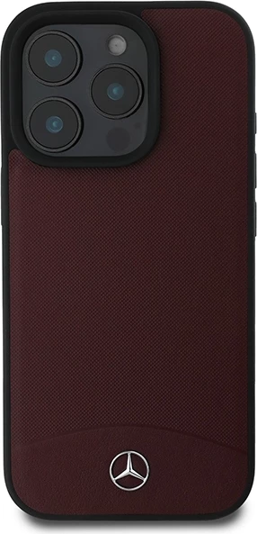 Mbështjellës Mercedes për iPhone 16 Pro Max, lëkurë teksturë & plain, MagSafe, kuq