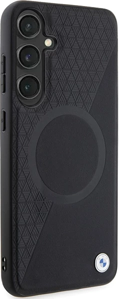 Mbështjellës BMW S24+ S926 Leather Half Textured & Circle MagSafe, i zi