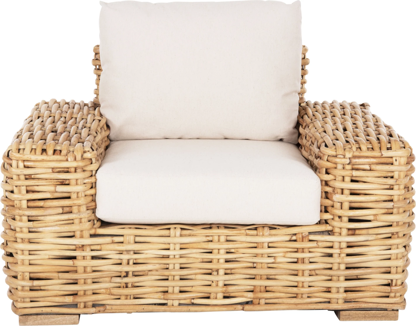 Shezlong për jashtë TROPEL FH9810 dru mango-rattan natyral-jastëk të bardhë 110x88x70-85Hcm