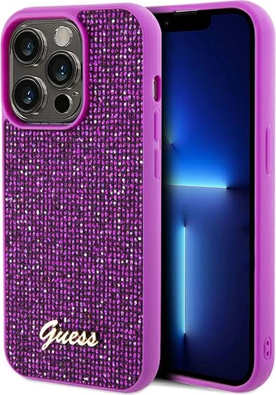Mbështjellës Guess Disco Metal Script për iPhone 14 Pro Max, vjollcë
