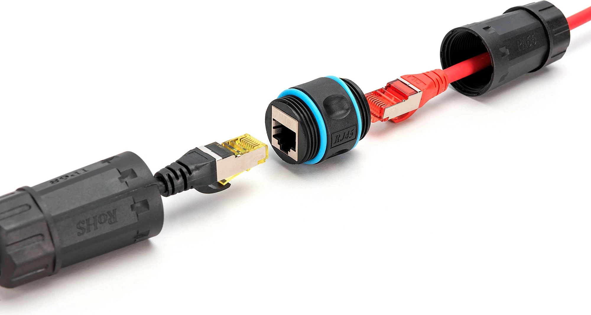 Adapter rrjeti Digitus CAT 6A, RJ45 në RJ45, IP68, e zezë