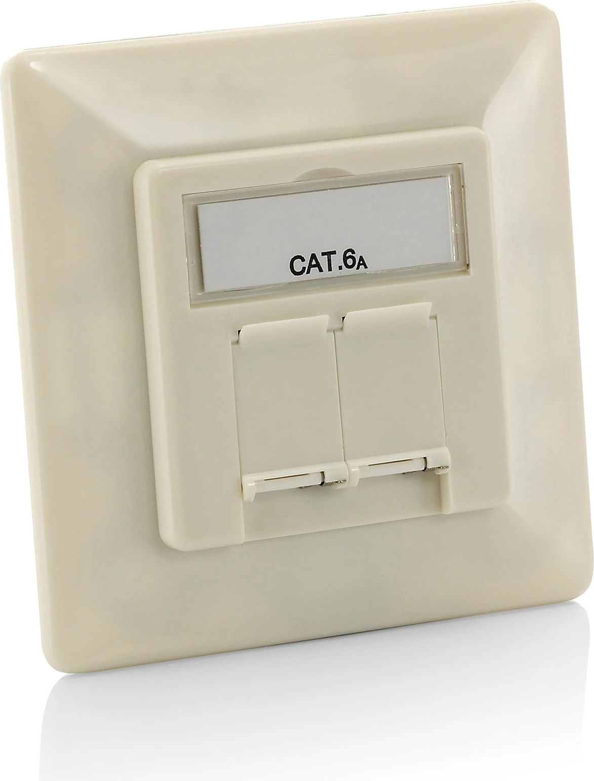 Faceplate modular Equip Cat.6A, 2 porta RJ-45, polikarbonat, e bardhë