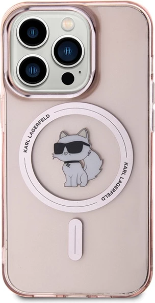 Mbështjellës Karl Lagerfeld IML Choupette MagSafe për iPhone 15 Pro, rozë