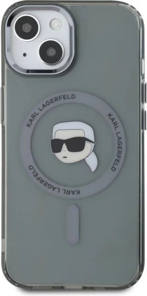 Mbështjellës Karl Lagerfeld KLHMP15SHLSKIK për iPhone 15 6.1", i fortë, MagSafe, i zi