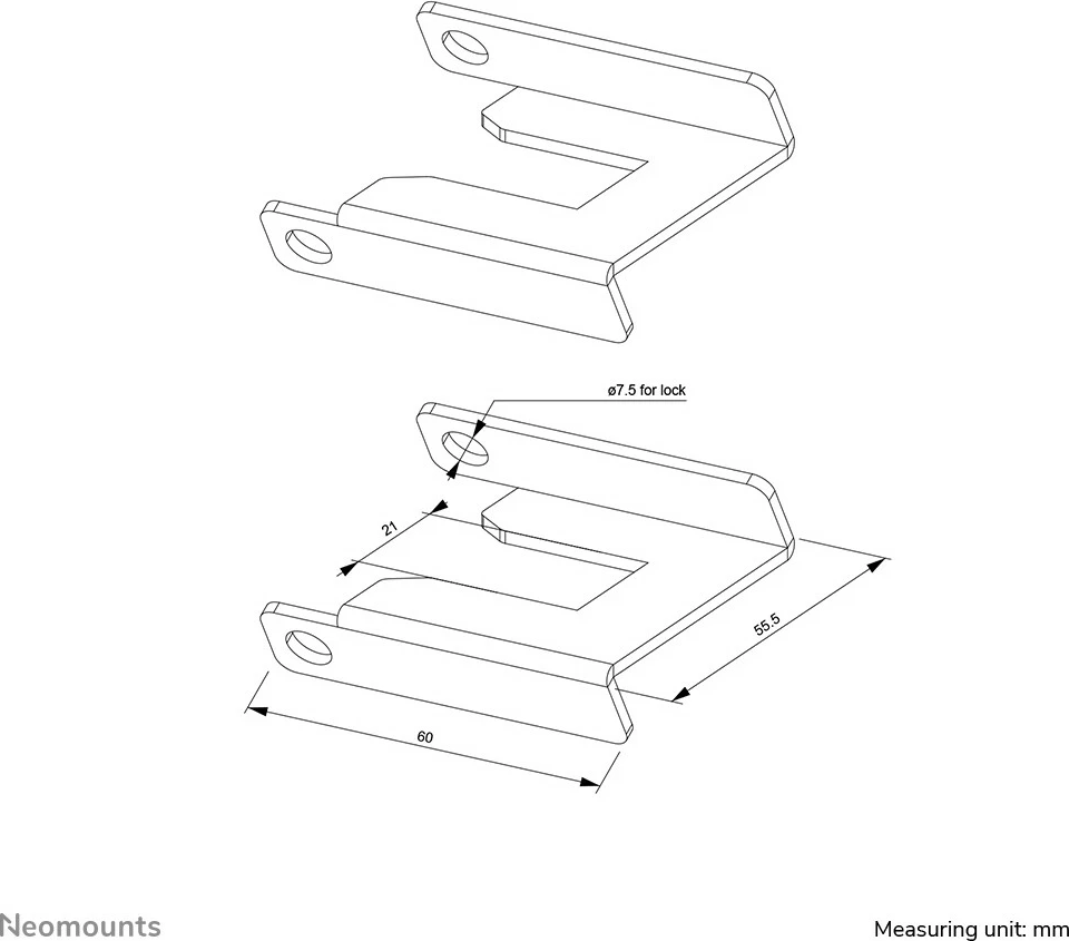 Bllokues freni Neomounts ABL-875 për karrocë, çelik, 60 mm, ngjyrë kaltër