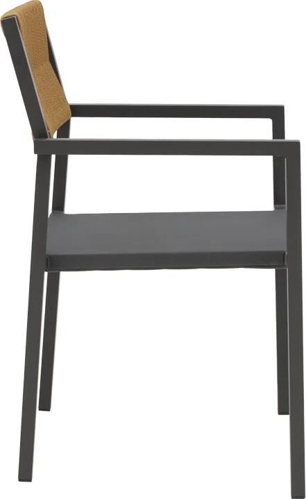 Karrige alumini Savor e grumbullueshme, kornizë antraciti-tekstilen, ratan natyral, 55x58x63cm