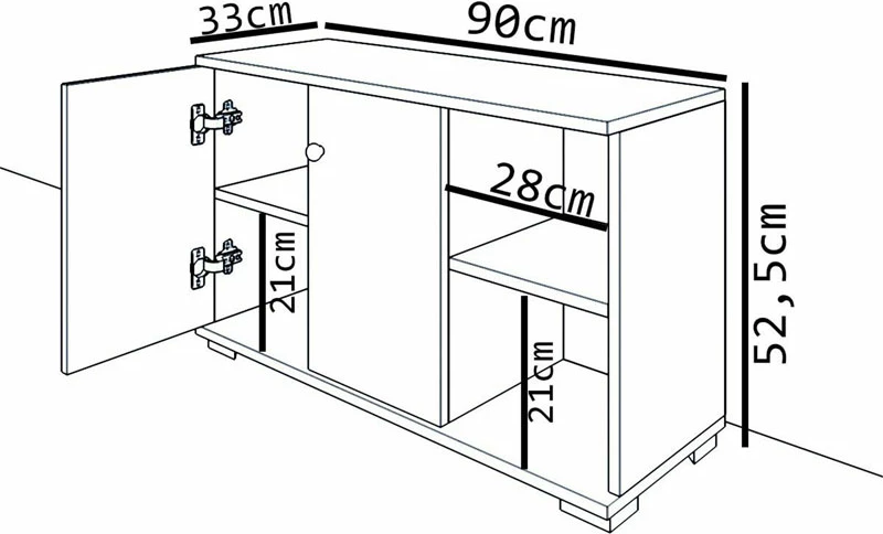 Mobilje hyrëse Deril, ngjyrë e bardhë-sonoma, 90x33x52.5 cm