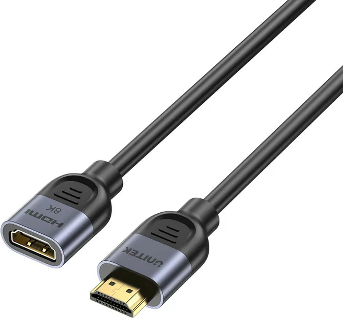 Zgjatës HDMI Unitek 2.1, 8K 1m, ngjyrë argjend e zezë