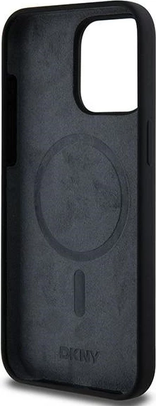 Mbështjellës DKNY Liquid Silicone me logo të bardhë, MagSafe, për iPhone 14 Pro Max, i zi
