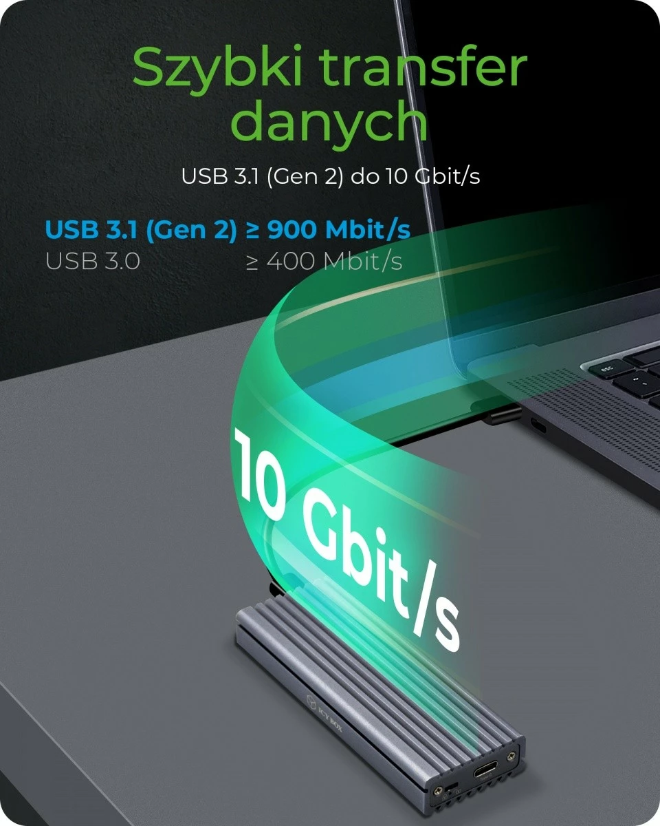 Kasë IcyBox IB-1817M-C31 për SSD M.2 NVMe, USB Type-C, Gri