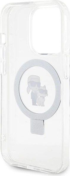 Mbështjellës Karl Lagerfeld Ring Stand Karl&Choupette MagSafe për iPhone 13 Pro/13, i bardhë