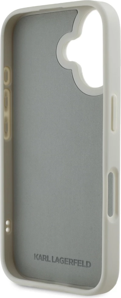 Mbështjellës Karl Lagerfeld HC 3D Rubber Double Heads për iPhone 16, Bezhe