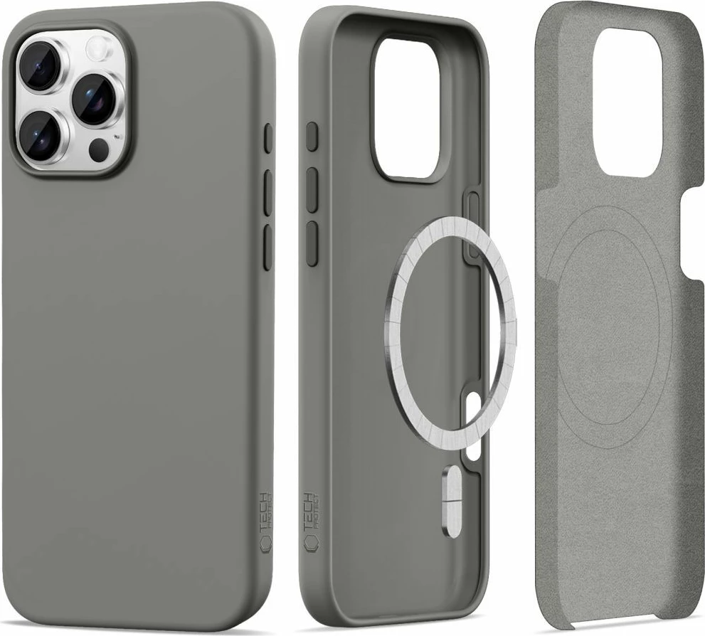 Mbështjellës Tech-Protect Silicone MagSafe për iPhone 16 Pro, Gri