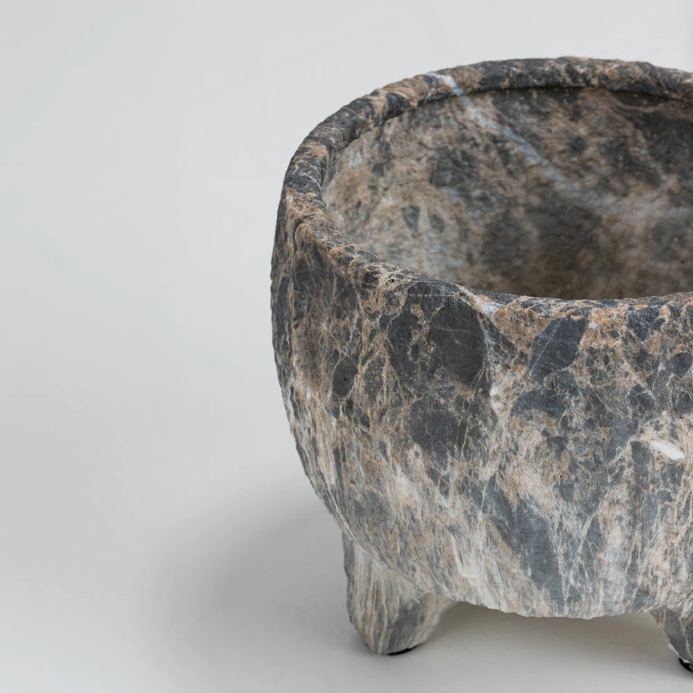 Vazo ROCKY, qeramike, antracit-bezhë, 20x20x18cm