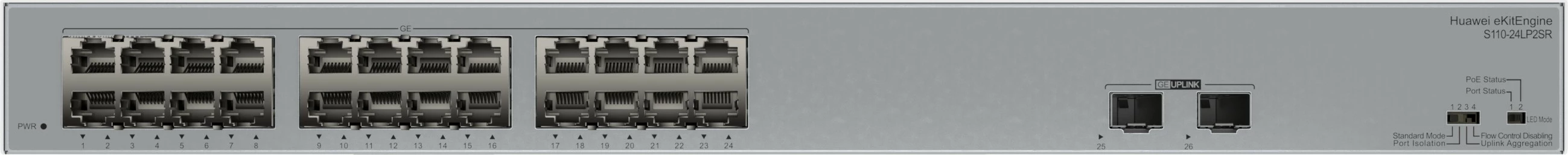 Switch Huawei eKit S110-24LP2SR, L2, Gigabit Ethernet, PoE, Rack 1U, Gri