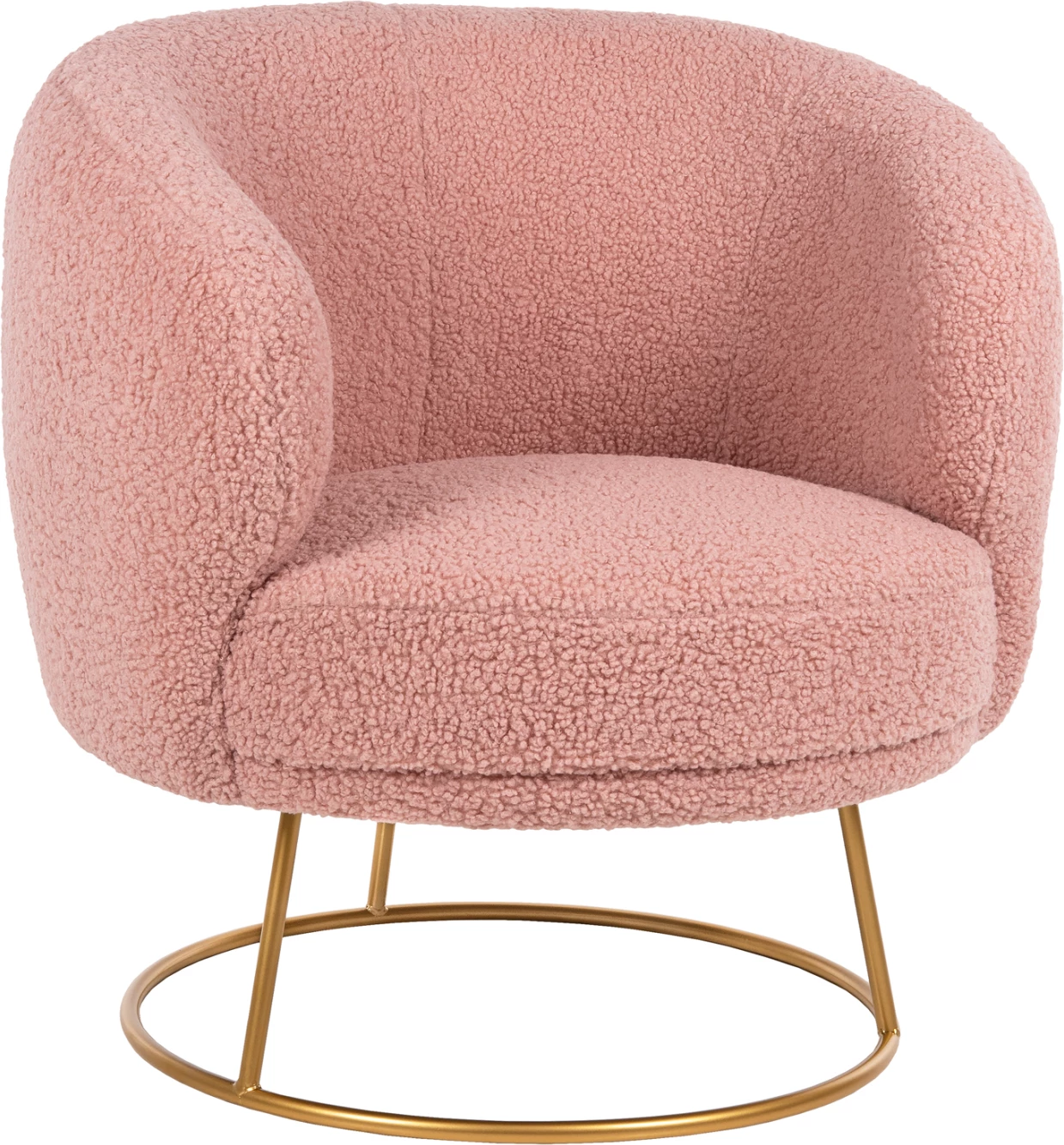Karrige ARIEN FH8403.22, stof boucle, ngjyrë rozë e zbehtë, bazë metalike ari, 78x75x84H cm