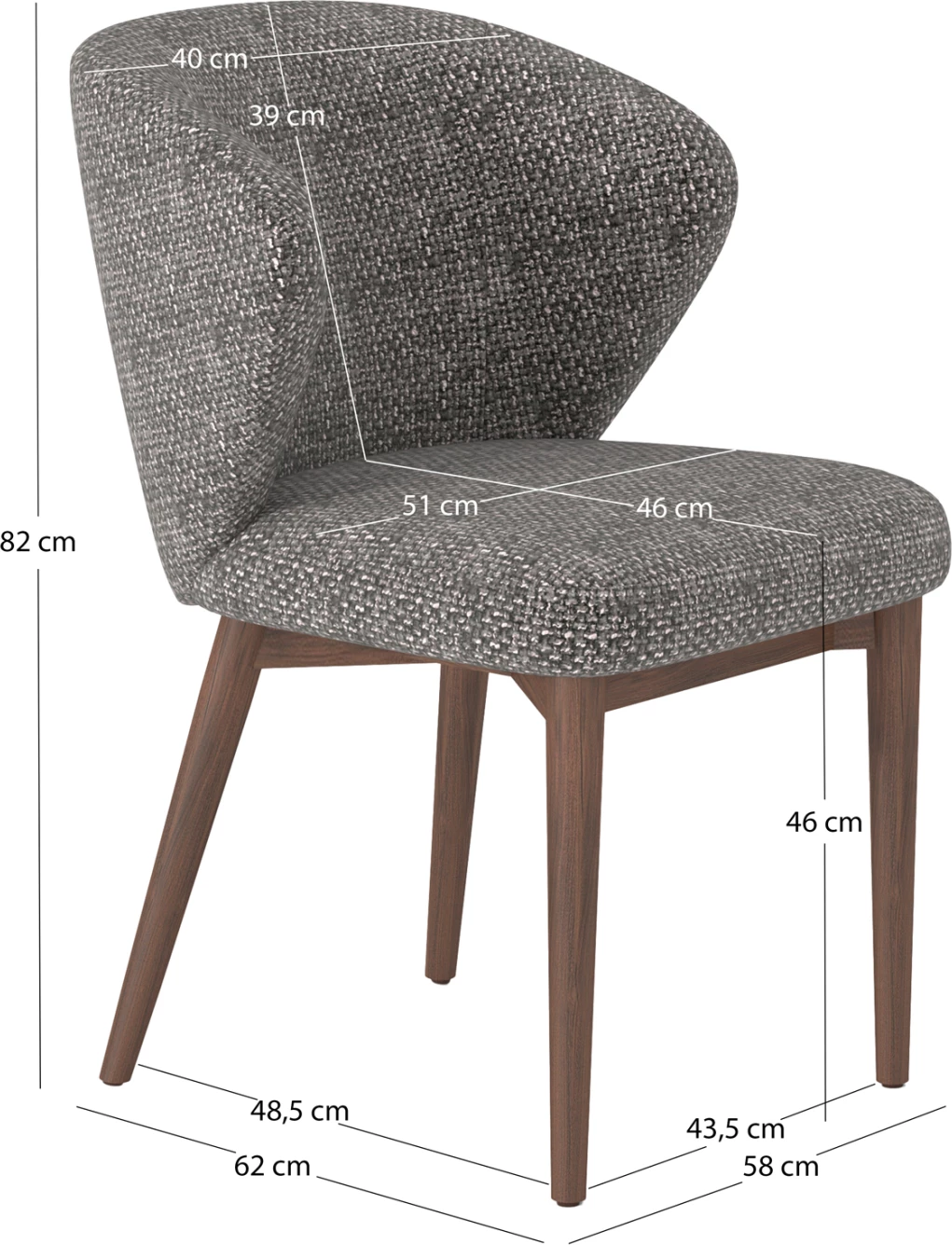 Karrige ngrënieje Swaive, stof gri, këmbë frakson, CD18105.02, 58x62x82H