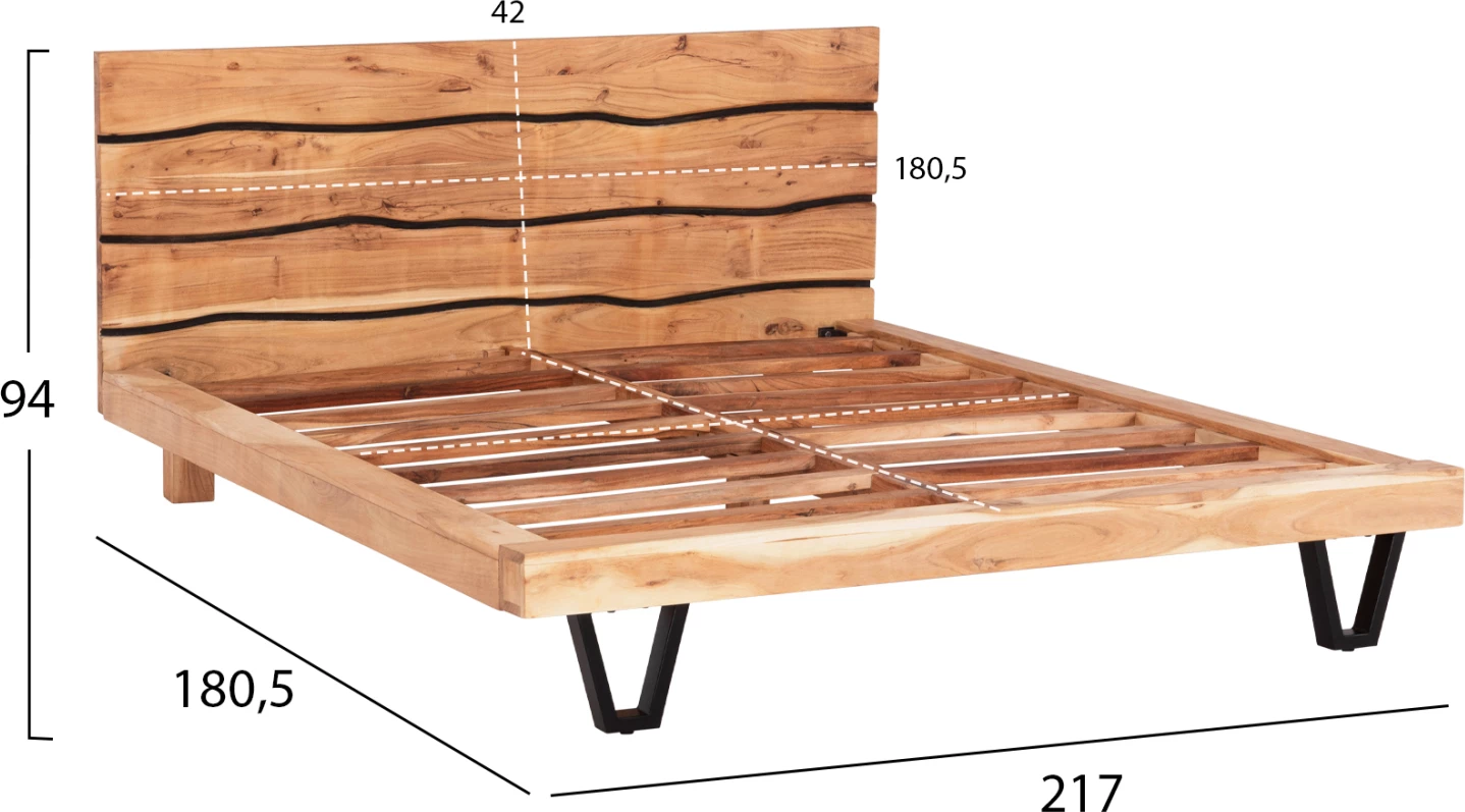 Krevat ALICIA FH8359.11, metal dhe dru akacie, 160Χ200