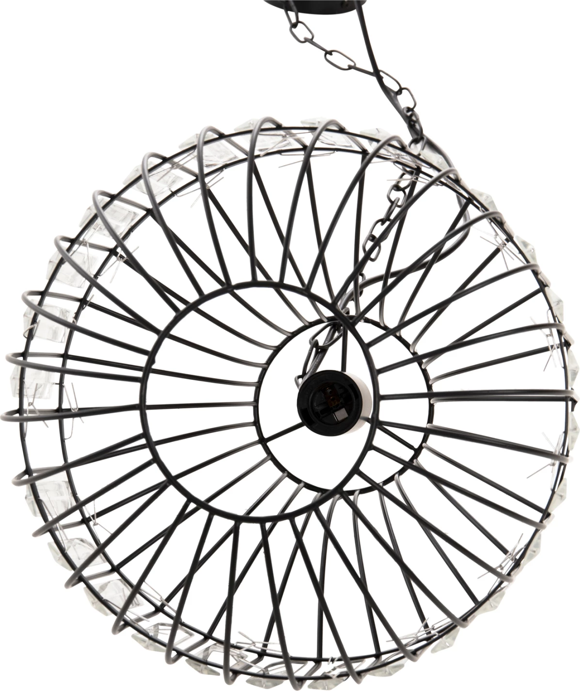 Llambë varëse tavani, metal i zi dhe qelq, FH4093, Φ29x38-137Hcm