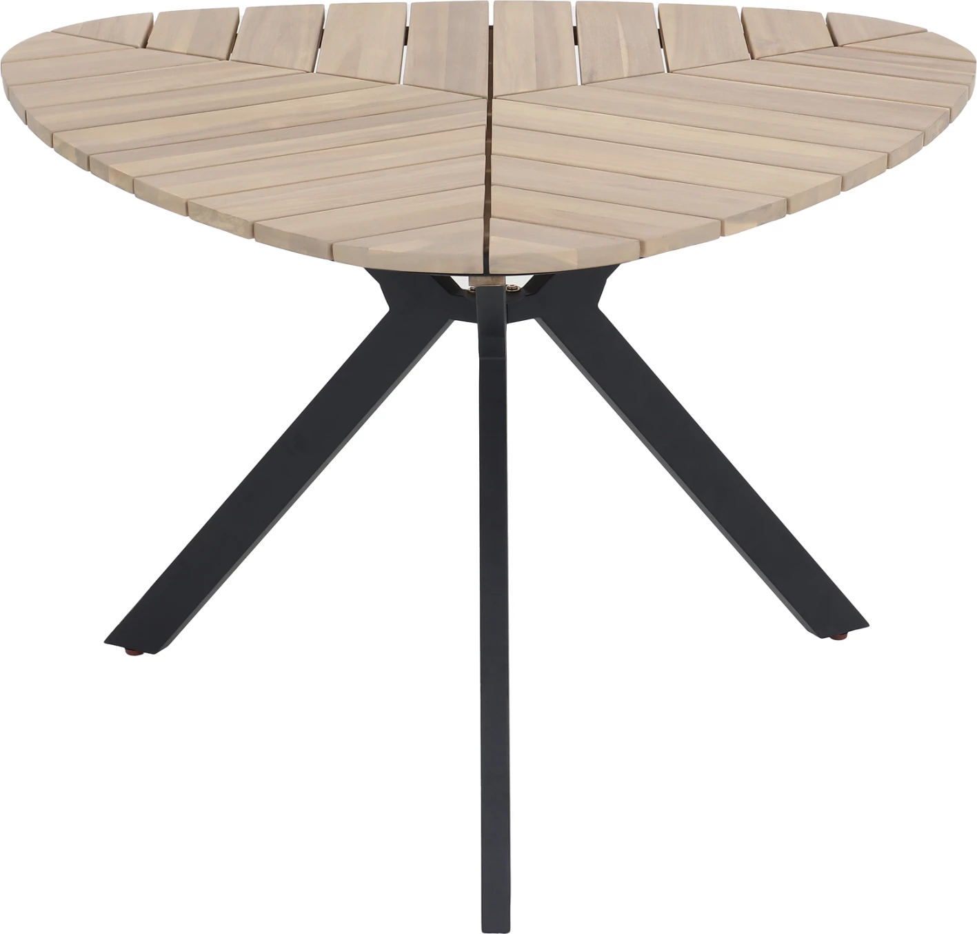 Tavolinë për jashtë, formë gjethje, dru akacie, këmbë metalike, FH6242, 120x73cm