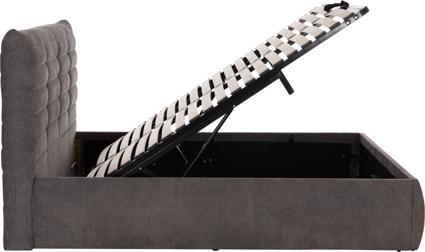 Krevat dopio SANDRA, stof gri, me hapësirë për depo, për dyshek 160x200cm