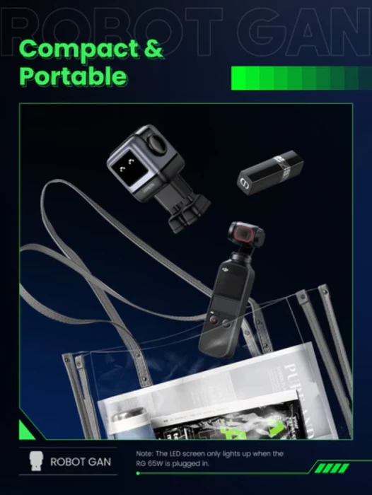 Karikues UGREEN Nexode Robot GaN 65W MPN 25685B, 2x USB-C + 1x USB-A, me LED ekran, gri