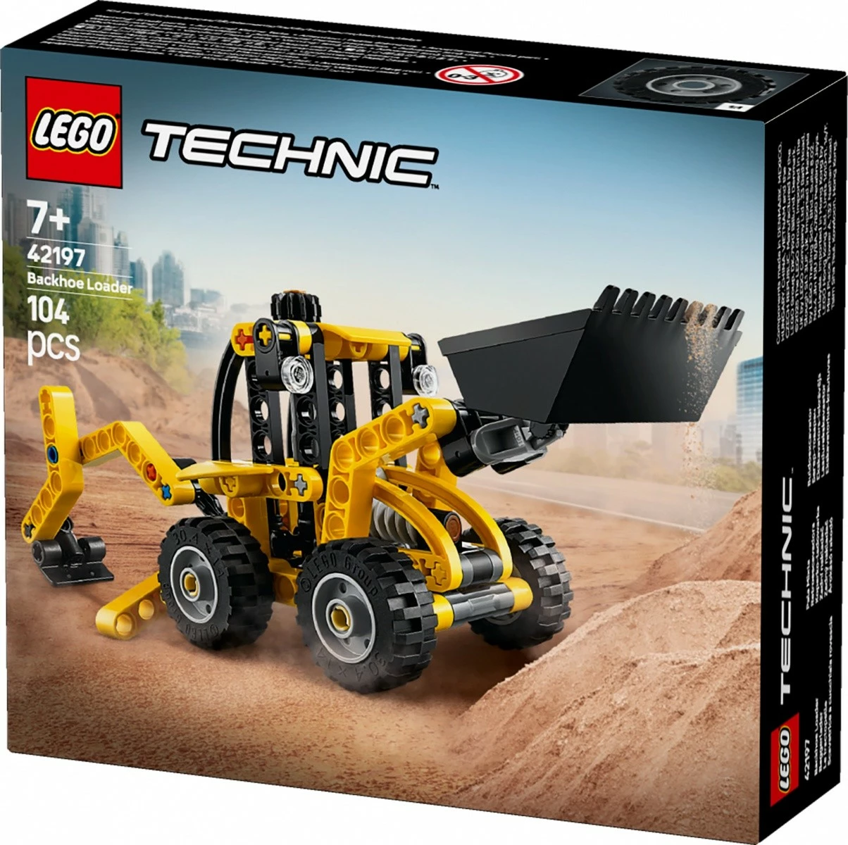 Set LEGO Technic Backhoe Loader 42197, 104 pjesë, plastik, e verdhë