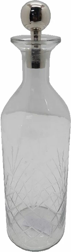 Shishe dekorative Shiran, qelq transparent, tapë alumin i argjendtë, 10x10x37cm