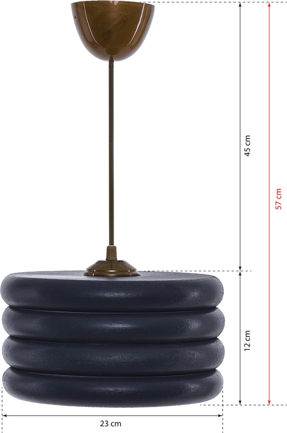 Llambë varëse tavani, unaza druri ngjyrë gri qymyr, FH7655.03, Φ23x57