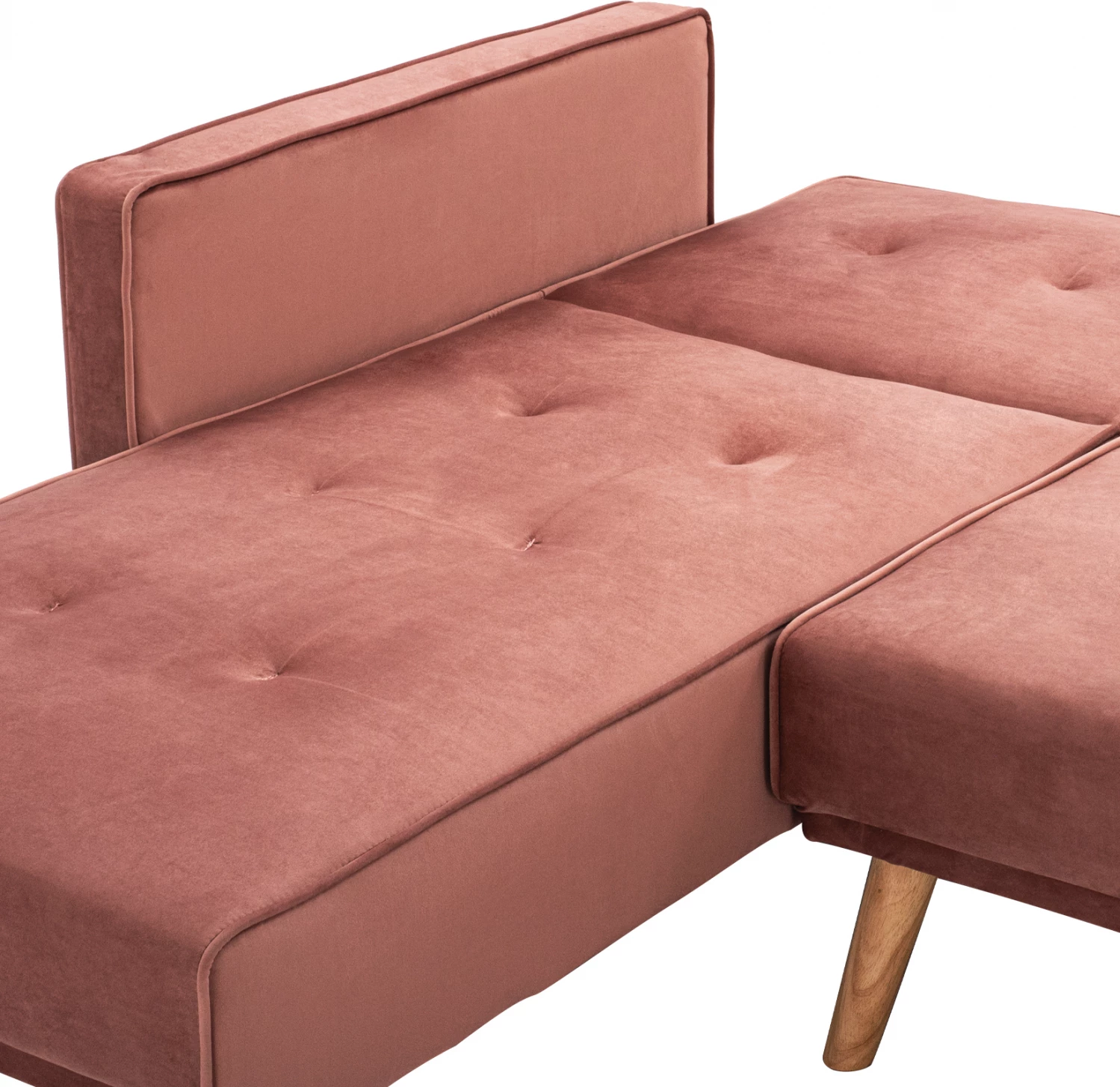 Divan qoshe i kthyeshëm TALIA FH3153.02 kadife në ngjyrë rozë e pluhurosur 267x153x85 cm