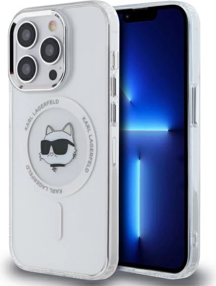Mbështjellës Karl Lagerfeld IML Metal Choupette Head MagSafe për iPhone 13/13 Pro, Bardhë