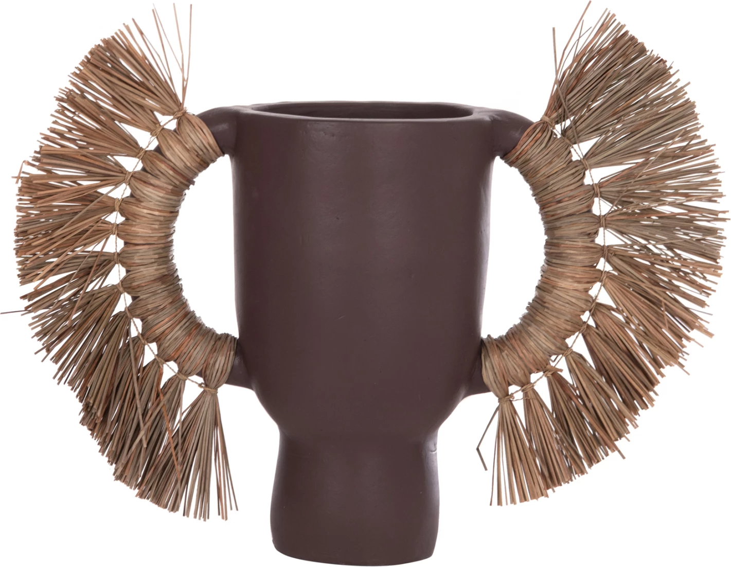 Vazo dekorative tavoline ALICA, terrakotë, ngjyrë çokollate, me bar të thatë, 64x22x38cm