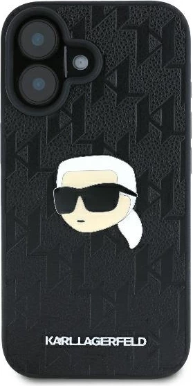 Mbështjellës Karl Lagerfeld Monogram Karl Head Pin për iPhone 16, i zi