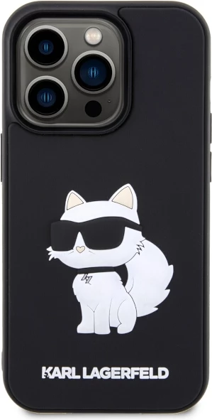 Mbështjellës Karl Lagerfeld KLHCP14L3DRKHNK për iPhone 14 Pro 6.1", 3D Rubber Choupette, i zi