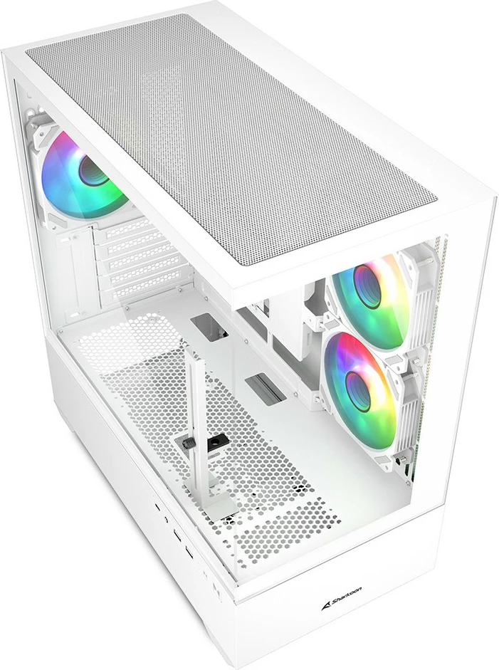 Kasë Sharkoon MK6 RGB Micro-ATX, midi tower, xham i temperuar, RGB, e bardhë