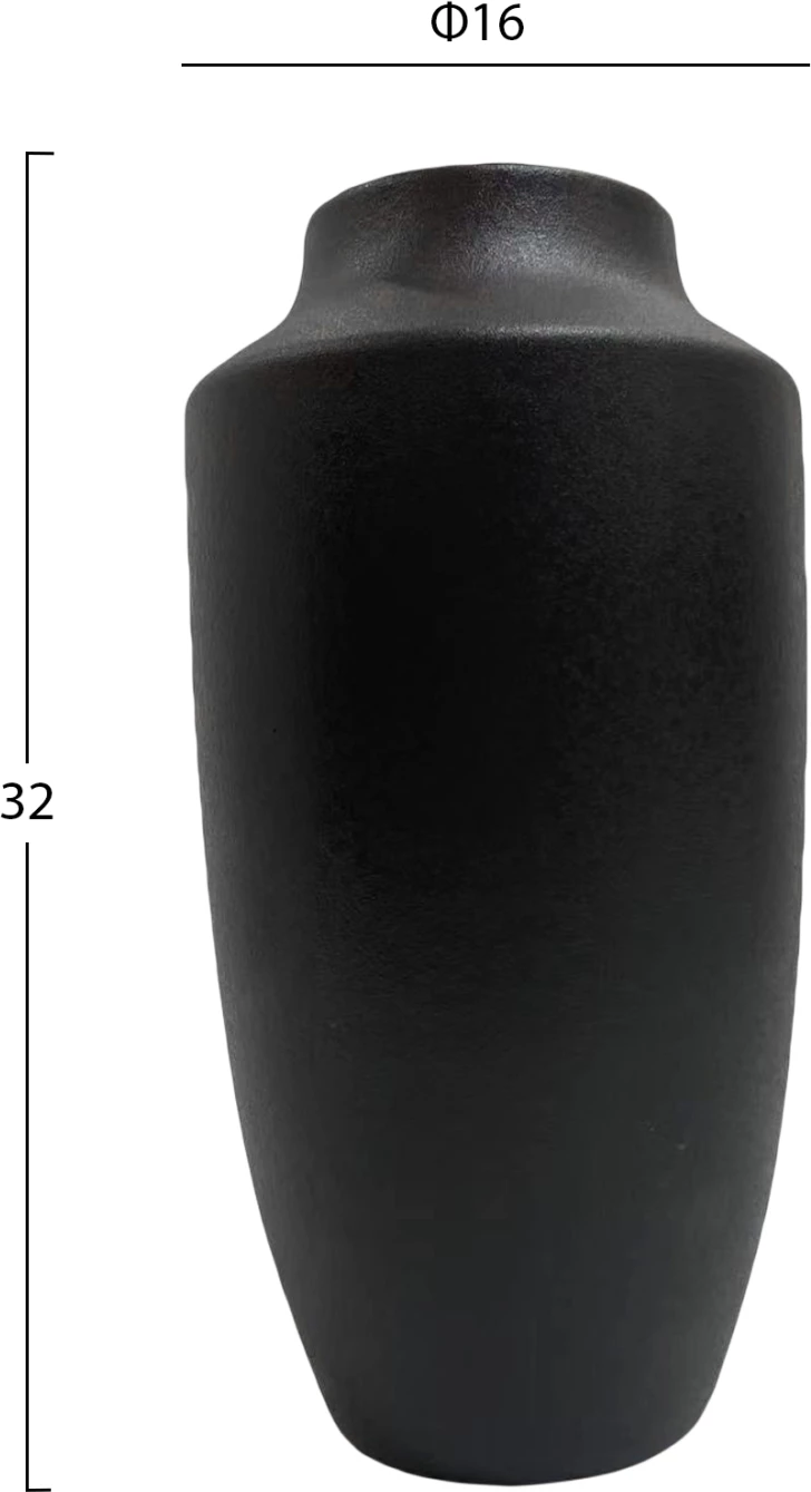 Dekor tavoline qeramike 'GALAD' FH4588.02, ngjyrë e zezë mat, Φ16x32Hcm